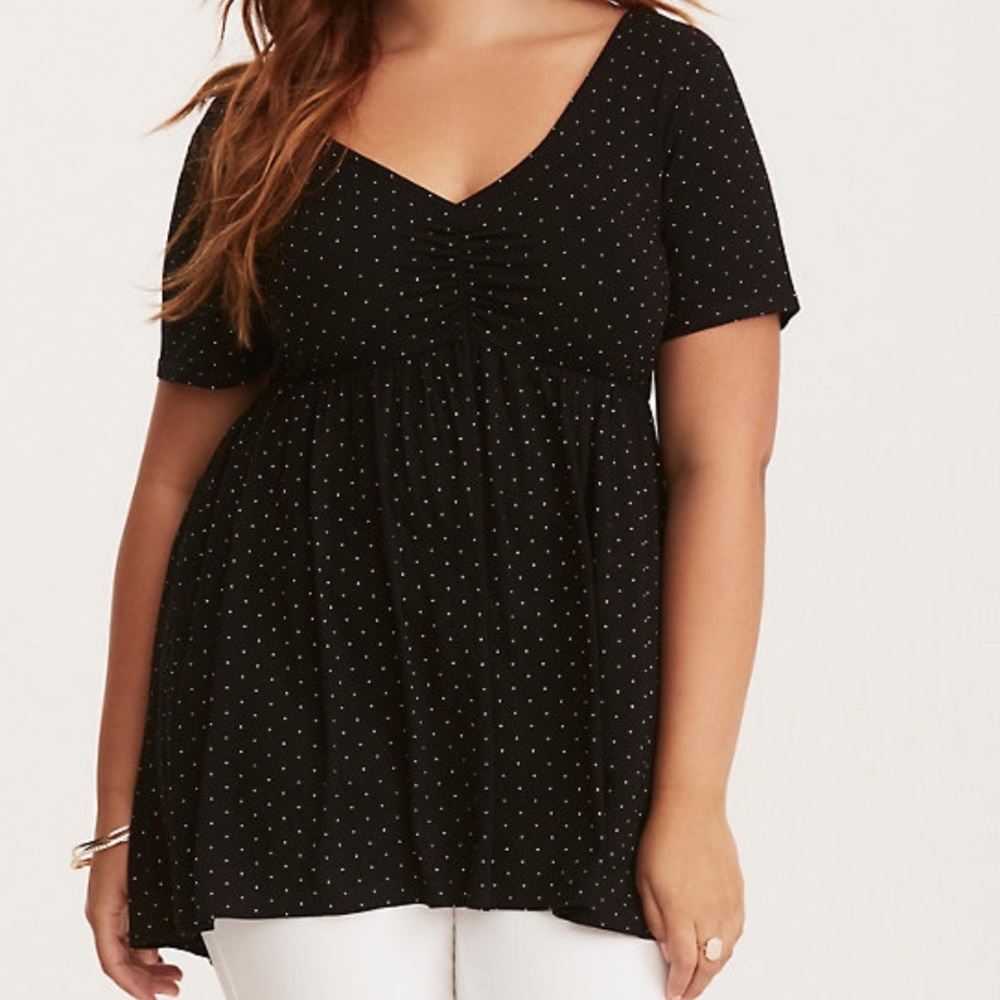 Torrid Polka Dot Hi-Lo Babydoll Top